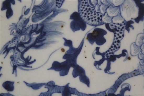 A Chinese blue and white dragon charger, 19th century, diam. 47cm